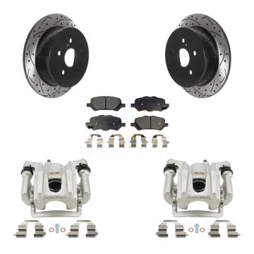 Rear Brake Caliper Drill Slotted Rotors Semi-Metallic Pad Kit For 2009-2016 Toyota Venza KCD-100516P