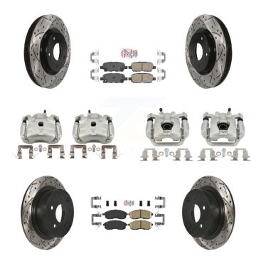 Front Rear Brake Coat Caliper Drill Slot Rotors Ceramic Pad Kit (10Pc) For Nissan Sentra KCD-100520N