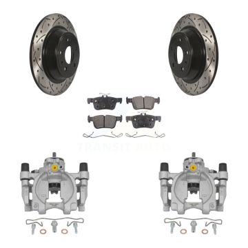 Rear Brake Caliper Drill Slotted Rotor Semi-Metallic Pad Kit For Ford Fusion Lincoln MKZ KCD-100520P