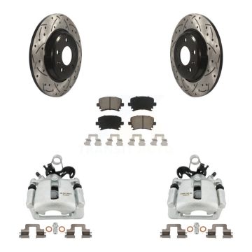 Rear Brake Caliper Drill Slot Rotor Ceramic Pad Kit For 2009 Audi A4 Quattro Convertible KCD-100521C