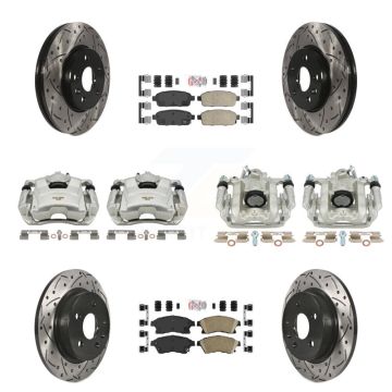Front Rear Brake Caliper Drill Slotted Rotors Ceramic Pad Kit (10Pc) For Chevrolet Cruze KCD-100521N