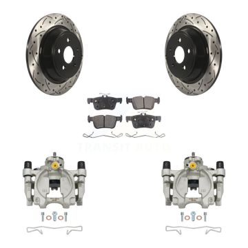 Rear Brake Caliper Drill Slot Rotors Semi-Metallic Pad Kit For Ford Edge Lincoln MKX MKZ KCD-100521P