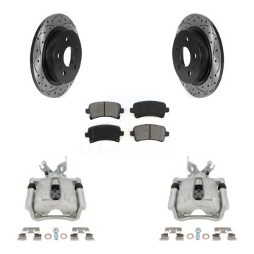 Rear Brake Coat Caliper Drill Slot Rotors Semi-Metallic Pad Kit For Buick Regal LaCrosse KCD-100521S