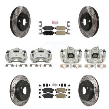 Front Rear Brake Caliper Drill Slotted Rotors Ceramic Pad Kit (10Pc) For Chevrolet Cruze KCD-100522N