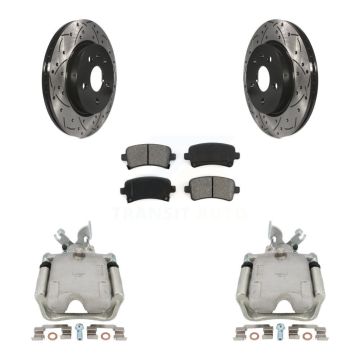 Rear Brake Caliper Drill Slot Rotor Semi-Metallic Pad Kit For Chevrolet Impala Buick XTS KCD-100522S
