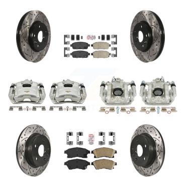 Front Rear Brake Caliper Drill Slotted Rotors Ceramic Pad Kit (10Pc) For Chevrolet Cruze KCD-100523N