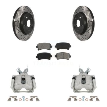 Rear Brake Caliper Drill Slot Rotors Semi-Metallic Pad Kit For Buick Regal LaCrosse 2.4L KCD-100523S