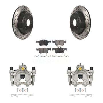 Rear Brake Caliper Drilled Slot Rotor Ceramic Pad Kit For Ford Escape Fusion Lincoln MKC KCD-100523T
