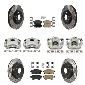 Front Rear Brake Caliper Drill Slotted Rotors Ceramic Pad Kit (10Pc) For Chevrolet Cruze KCD-100524N