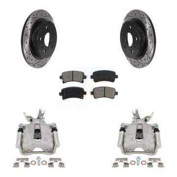 Rear Brake Caliper Drilled Slot Rotor Semi-Metallic Pad Kit For Chevrolet Malibu Limited KCD-100524S