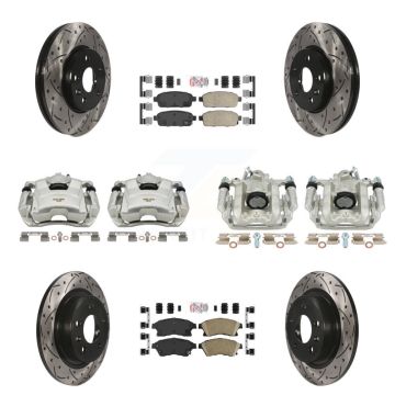 Front Rear Brake Caliper Drill Slotted Rotors Ceramic Pad Kit (10Pc) For Chevrolet Cruze KCD-100525N
