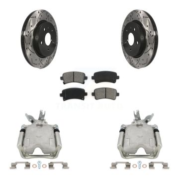 Rear Brake Coated Caliper Drill Slotted Rotor Semi-Metallic Pad Kit For Chevrolet Malibu KCD-100525S