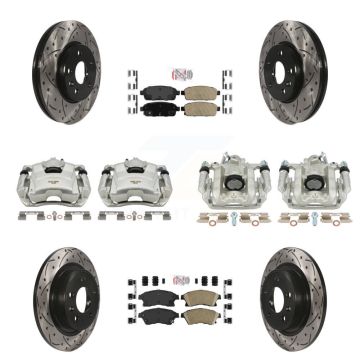 Front Rear Brake Caliper Drill Slotted Rotors Ceramic Pad Kit (10Pc) For Chevrolet Cruze KCD-100526N