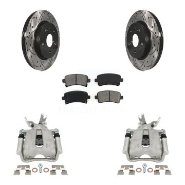 Rear Brake Caliper Drilled Slot Rotor Semi-Metallic Pad Kit For Chevrolet Malibu Limited KCD-100526S