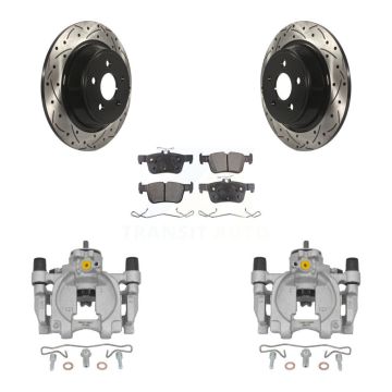 Rear Brake Caliper Drilled Slot Rotor Ceramic Pad Kit For Ford Fusion Lincoln MKZ Police KCD-100526T
