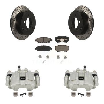 Rear Brake Caliper Drill Slot Rotors Ceramic Pad Kit For Dodge Caliber Mitsubishi Lancer KCD-100527C