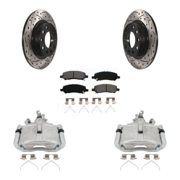 Rear Brake Coat Caliper Drill Slot Rotors Semi-Metallic Pad Kit For 2013-2016 Dodge Dart KCD-100527S