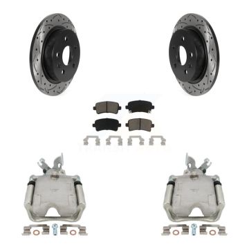 Rear Disc Brake Coated Caliper Drill Slot Rotor Ceramic Pad Kit For Buick Regal LaCrosse KCD-100528C