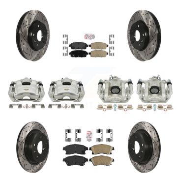 Front Rear Brake Caliper Drill Slotted Rotors Ceramic Pad Kit (10Pc) For Chevrolet Cruze KCD-100528N