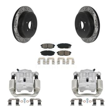 Rear Brake Coat Caliper Drill Slot Rotor Semi-Metallic Pad Kit For Subaru Outback Legacy KCD-100528S