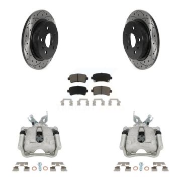 Rear Brake Caliper Drilled Slot Rotor Ceramic Pad Kit For Buick Regal LaCrosse Chevrolet KCD-100529C