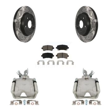 Rear Brake Caliper Drill Slot Rotor Ceramic Pad Kit For Chevrolet Impala Buick Regal XTS KCD-100530C