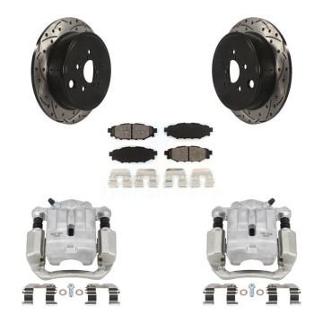 Rear Disc Brake Coated Caliper Drill Slot Rotors Semi-Metallic Pad Kit For Subaru Legacy KCD-100530S