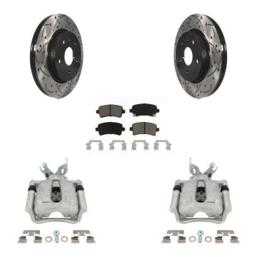 Rear Brake Coated Caliper Drill Slot Rotor Ceramic Pad Kit For Buick Regal LaCrosse 2.4L KCD-100531C