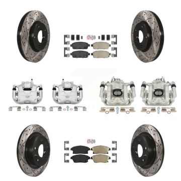 Front Rear Brake Caliper Drill Slotted Rotors Ceramic Pad Kit (10Pc) For Chevrolet Cruze KCD-100531N