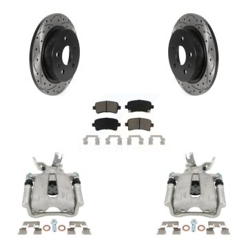 Rear Brake Coated Caliper Drill Slot Rotors Ceramic Pad Kit For Chevrolet Malibu Limited KCD-100532C