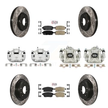 Front Rear Brake Caliper Drill Slotted Rotors Ceramic Pad Kit (10Pc) For Chevrolet Cruze KCD-100532N
