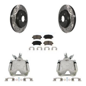 Rear Disc Brake Coated Caliper Drill Slotted Rotors Ceramic Pad Kit For Chevrolet Malibu KCD-100533C
