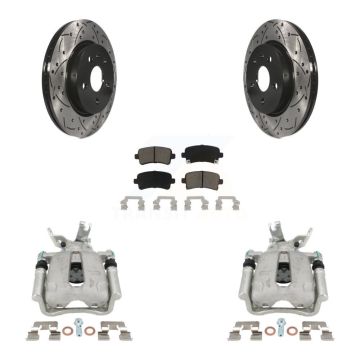 Rear Brake Coated Caliper Drill Slot Rotors Ceramic Pad Kit For Chevrolet Malibu Limited KCD-100534C