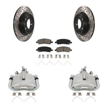 Rear Disc Brake Coated Caliper Drill Slot Rotor Ceramic Pad Kit For 2013-2016 Dodge Dart KCD-100535C