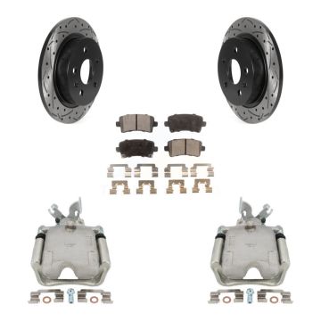 Rear Brake Coat Caliper Drill Slot Rotors Semi-Metallic Pad Kit For Buick Regal LaCrosse KCD-100535P