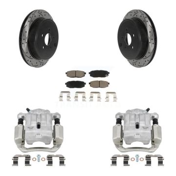Rear Brake Coated Caliper Drill Slotted Rotors Ceramic Pad Kit For Subaru Outback Legacy KCD-100536C