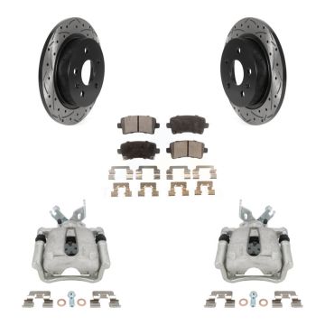 Rear Brake Coat Caliper Drill Slot Rotors Semi-Metallic Pad Kit For Buick Regal LaCrosse KCD-100536P