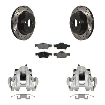 Rear Brake Caliper Drill Slotted Rotor Semi-Metallic Pad Kit For Mercedes-Benz E350 E500 KCD-100536S
