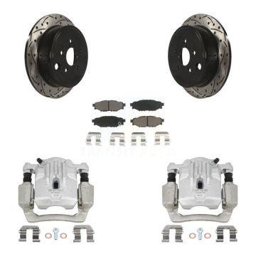 Rear Brake Coated Caliper Drill Slotted Rotors Ceramic Pad Kit For Subaru Outback Legacy KCD-100537C