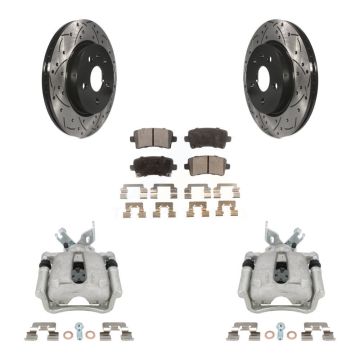Rear Brake Caliper Drill Slot Rotors Semi-Metallic Pad Kit For Buick Regal LaCrosse 2.4L KCD-100538P