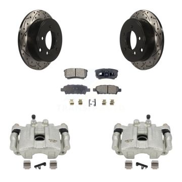 Rear Brake Caliper Drill Slot Rotors Ceramic Pad Kit For Dodge Caliber Mitsubishi Lancer KCD-100538T