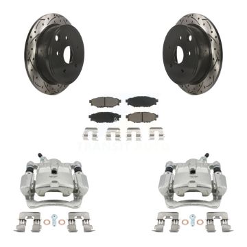 Rear Disc Brake Coated Caliper Drilled Slotted Rotors And Ceramic Pad Kit For Subaru WRX KCD-100539C
