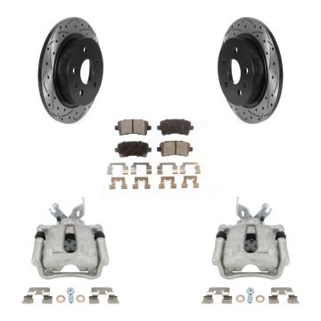 Rear Brake Caliper Drilled Slot Rotor Ceramic Pad Kit For Buick Regal LaCrosse Chevrolet KCD-100539T