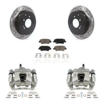 Rear Brake Coat Caliper Drill Slot Rotor Ceramic Pad Kit For Hyundai Tucson Kia Sportage KCD-100540C