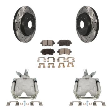 Rear Brake Coated Caliper Drill Slotted Rotor Semi-Metallic Pad Kit For Chevrolet Malibu KCD-100540P