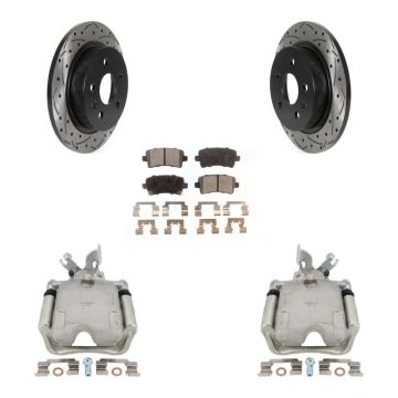 Rear Disc Brake Coated Caliper Drill Slot Rotor Ceramic Pad Kit For Buick Regal LaCrosse KCD-100540T