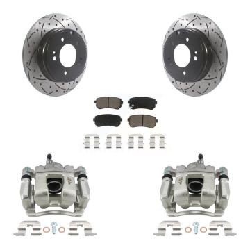 Rear Disc Brake Coated Caliper Drilled Slotted Rotors Ceramic Pad Kit For Hyundai Tucson KCD-100541C