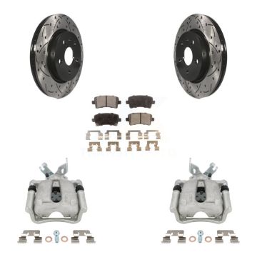 Rear Brake Coated Caliper Drill Slot Rotor Ceramic Pad Kit For Buick Regal LaCrosse 2.4L KCD-100541T
