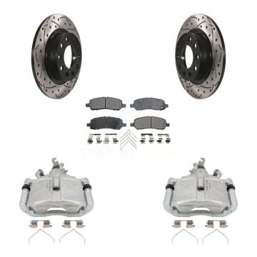 Rear Brake Coat Caliper Drill Slot Rotors Semi-Metallic Pad Kit For 2013-2016 Dodge Dart KCD-100542P