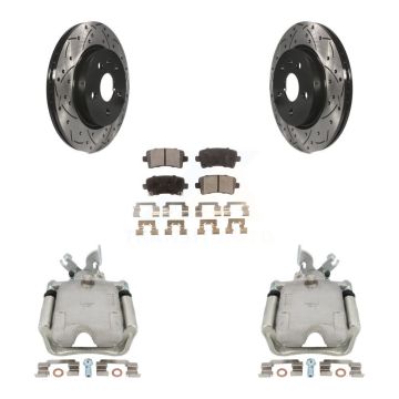 Rear Brake Caliper Drill Slot Rotor Ceramic Pad Kit For Chevrolet Impala Buick Regal XTS KCD-100542T